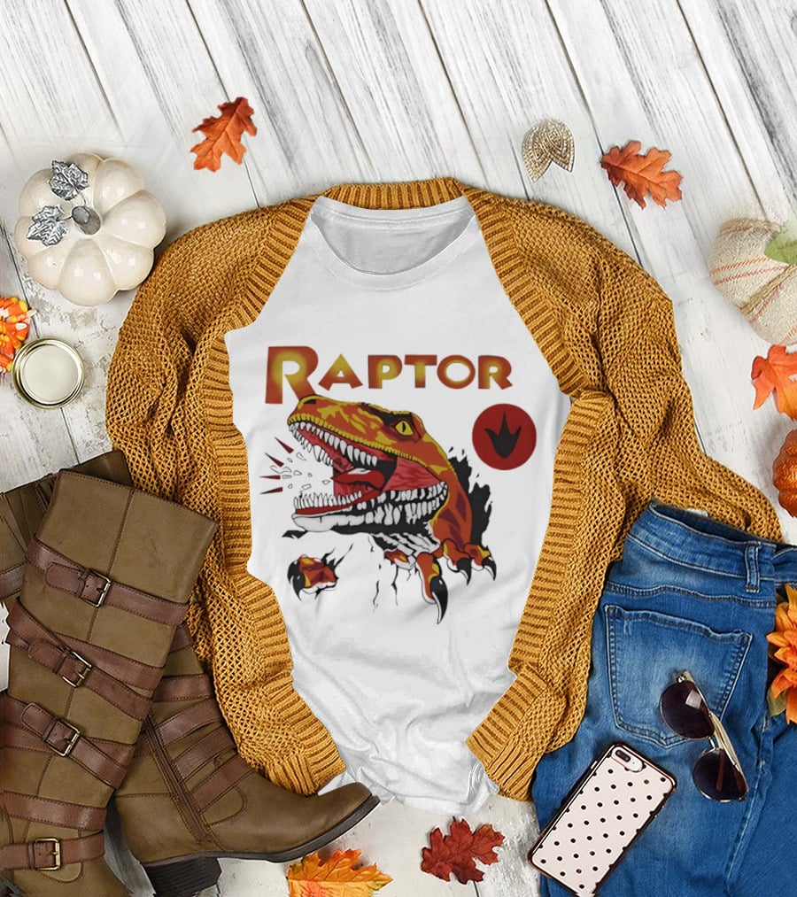 Raptor Ghost World Dinosaur Art Claw Print T-Shirt