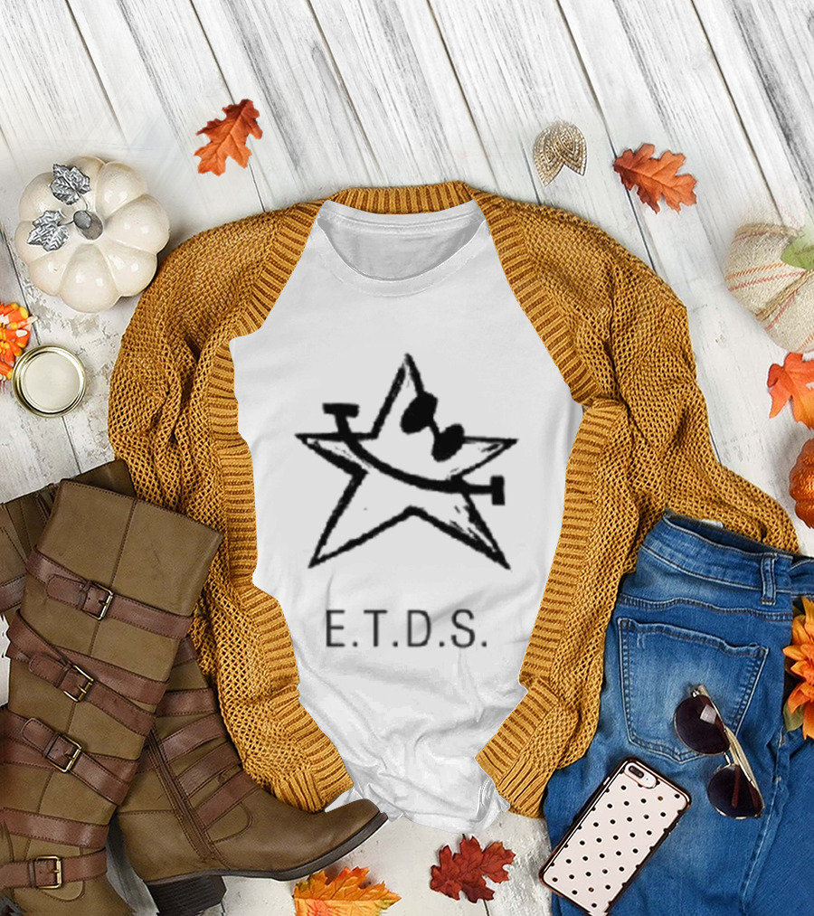 E.T.D.S. Freestar Sketched Icon and Lettering T-Shirt