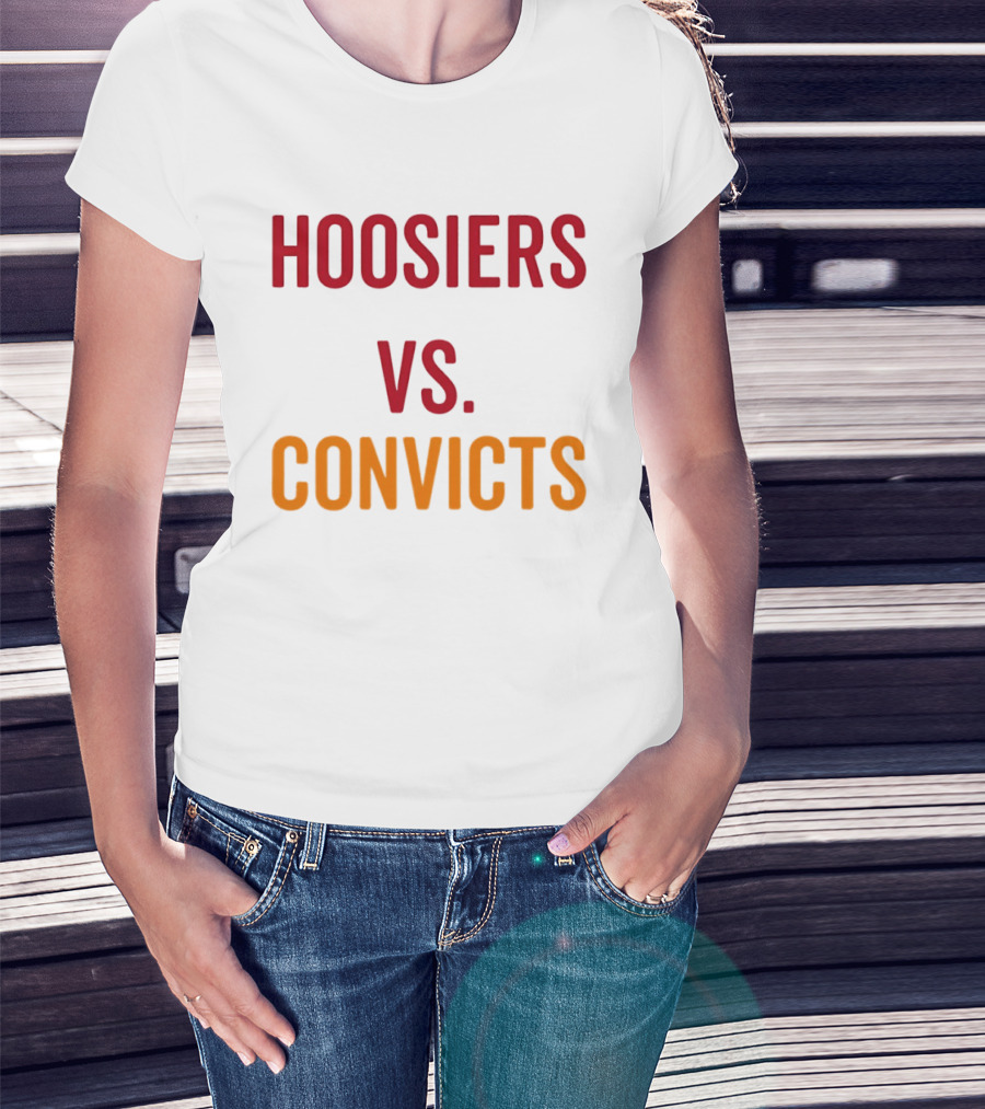 Indiana Hoosiers Vs Miami Hurricanes Hoosiers Vs Convicts Football 2026 T-Shirt