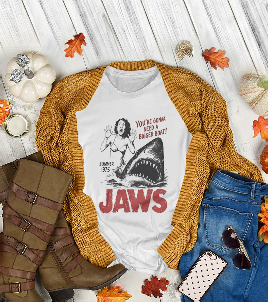 Jaws You're Gonna Need a Bigger Boat Summer 1975 Vintage Movie T-Shirt