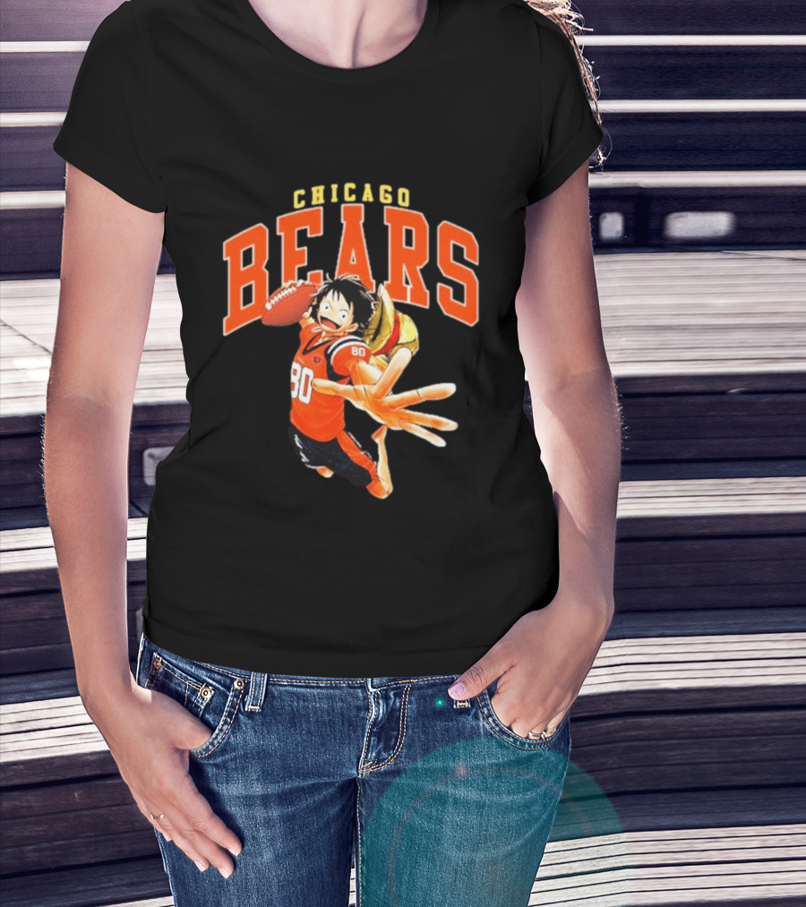 Chicago Bears One Piece Crossover Luffy Football Collaboration T-Shirt