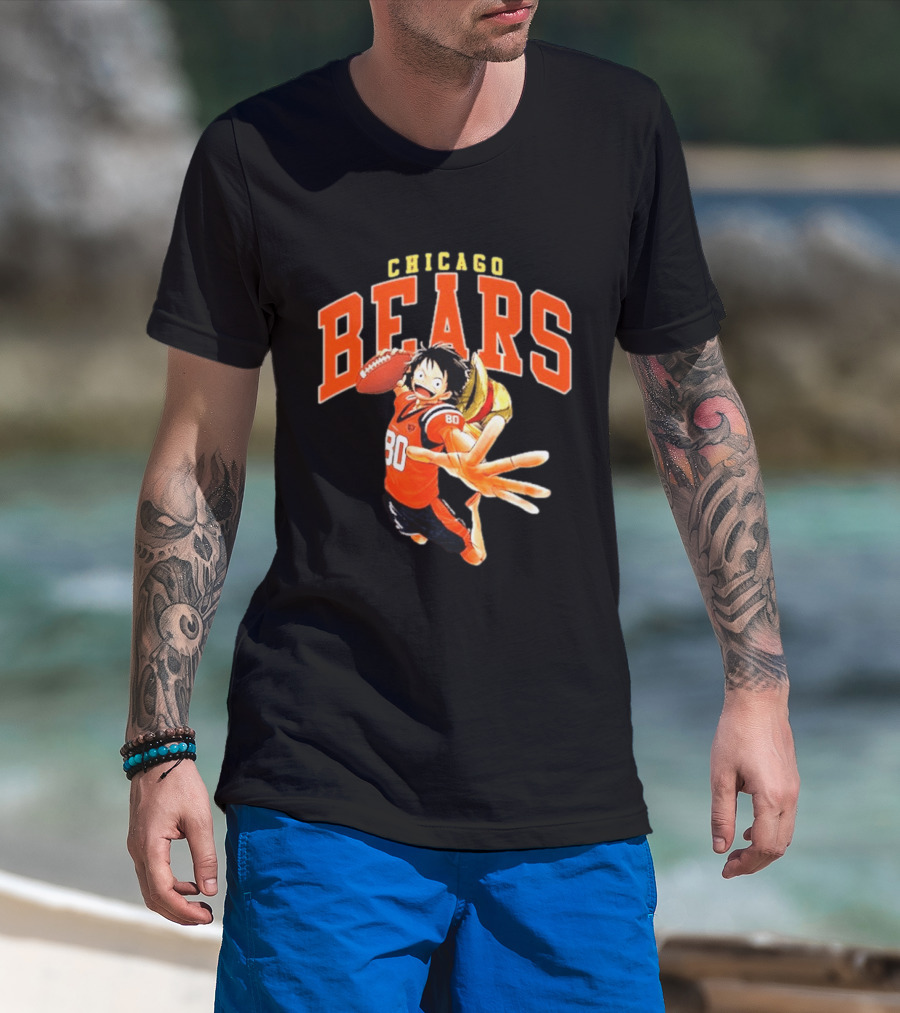 Chicago Bears One Piece Crossover Luffy Football Collaboration T-Shirt
