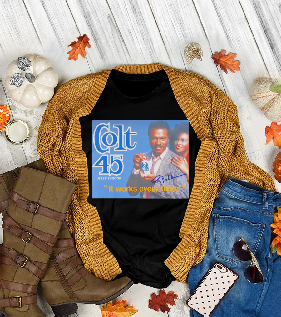 Colt 45 Malt Liquor It Works Every Time Billy Dee Williams Signed T-Shirt