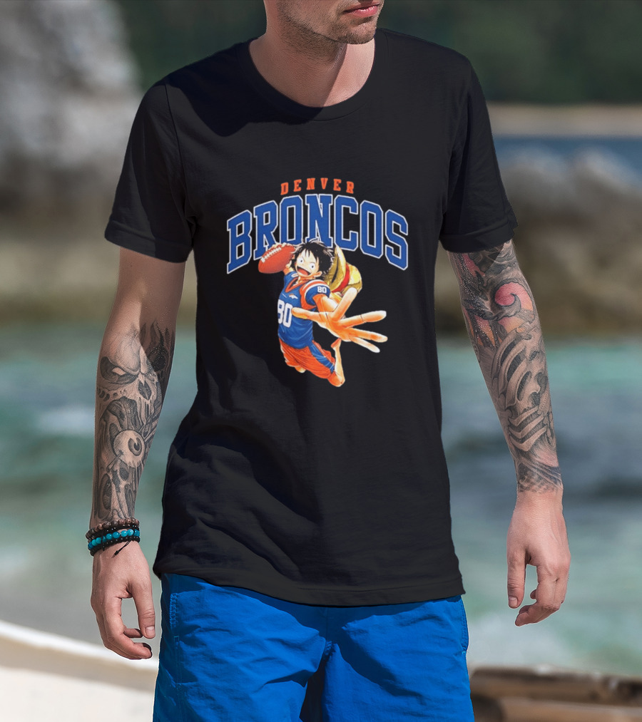 Denver Broncos One Piece Crossover Luffy Football Fan Gear T-Shirt