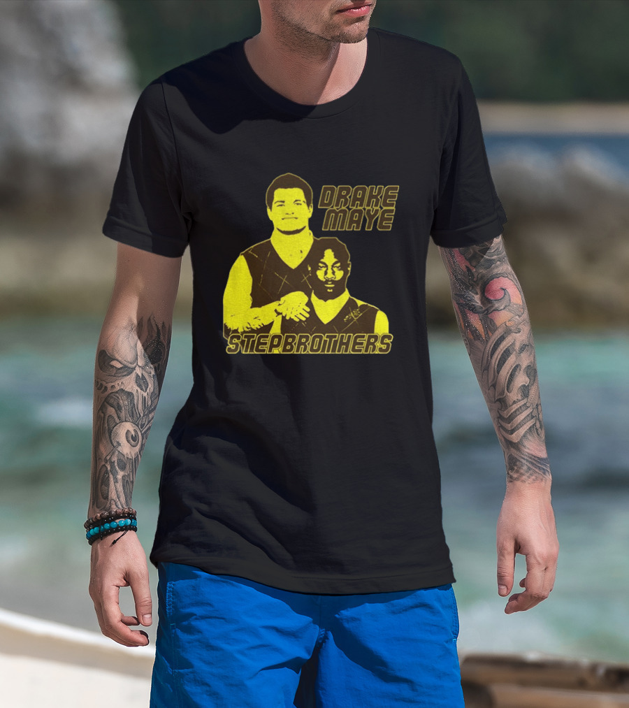 Drake Maye New England Patriots Step Brothers Football Collaboration T-Shirt