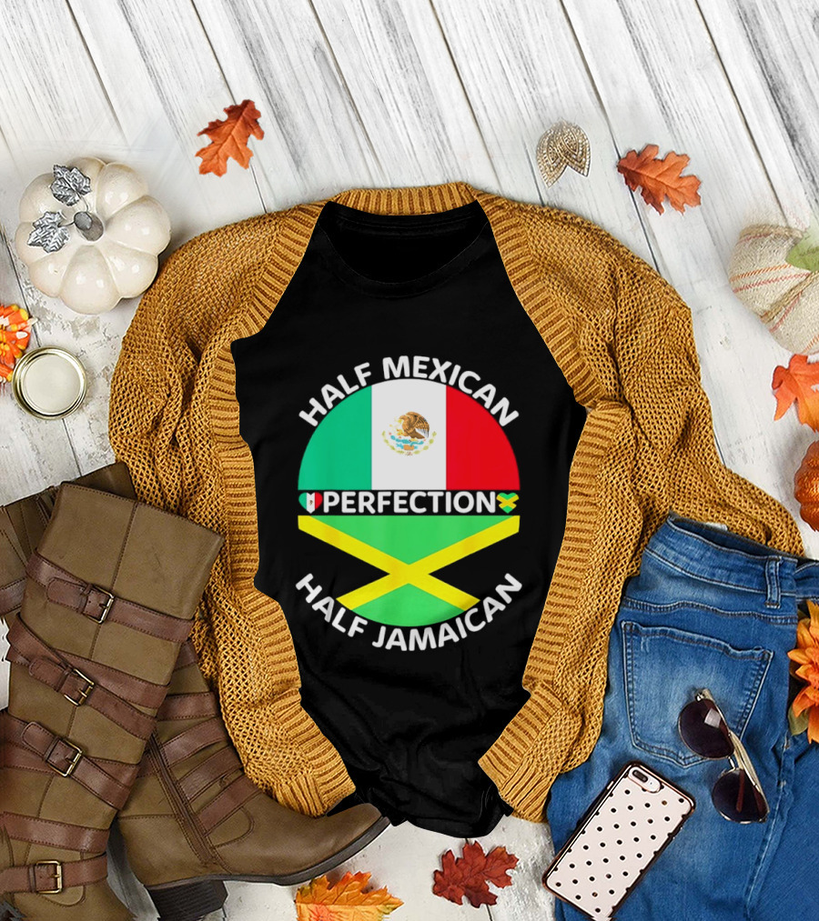 Half Mexican Perfection Half Jamaican Flag Fusion T-Shirt
