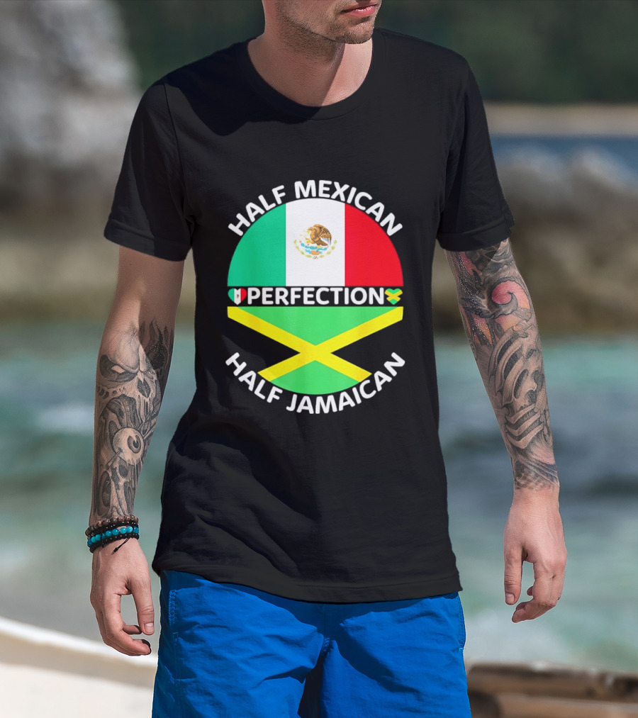 Half Mexican Perfection Half Jamaican Flag Fusion T-Shirt