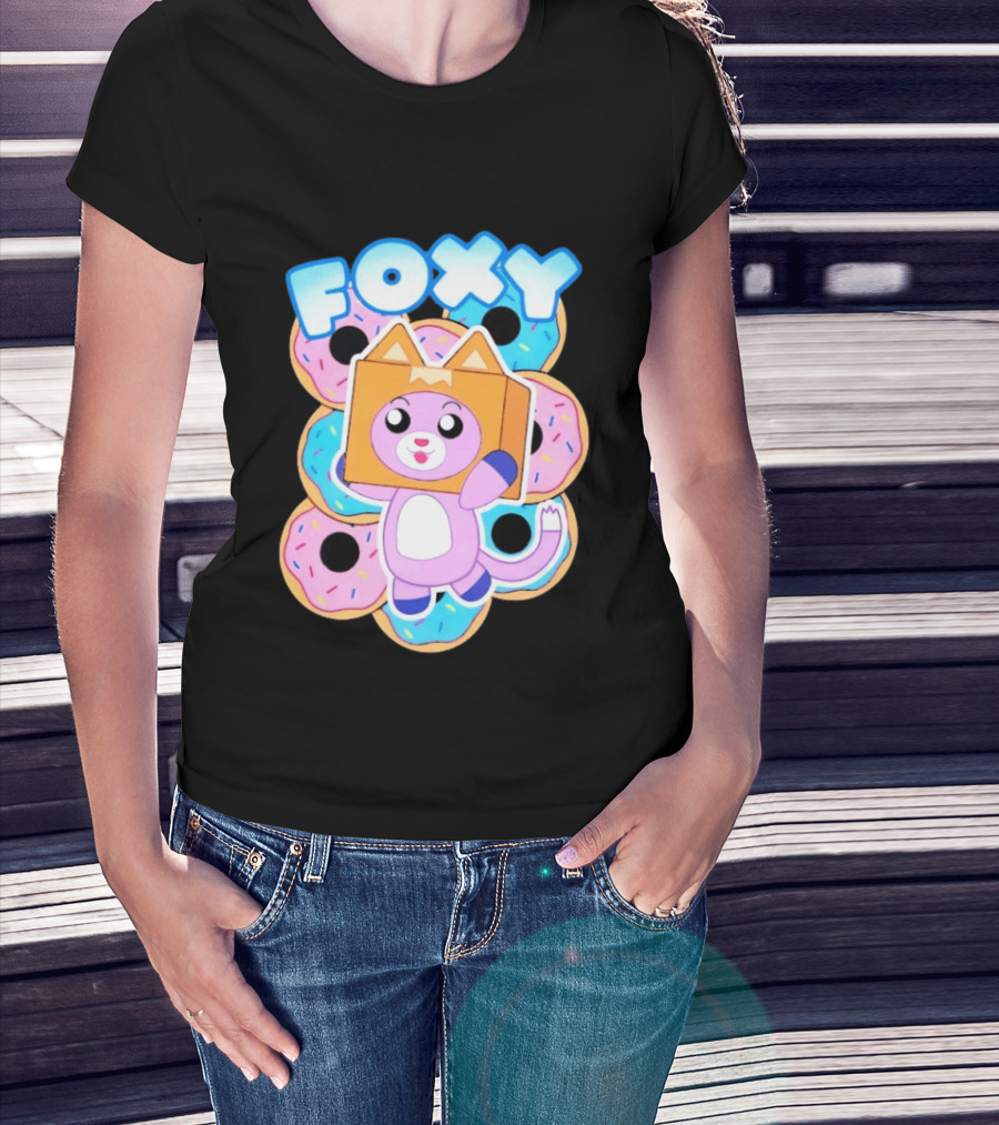 LankyBox Foxy Pink Donuts Fun Cartoon T-Shirt