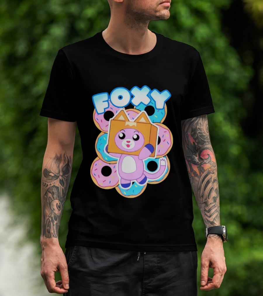 LankyBox Foxy Pink Donuts Fun Cartoon T-Shirt