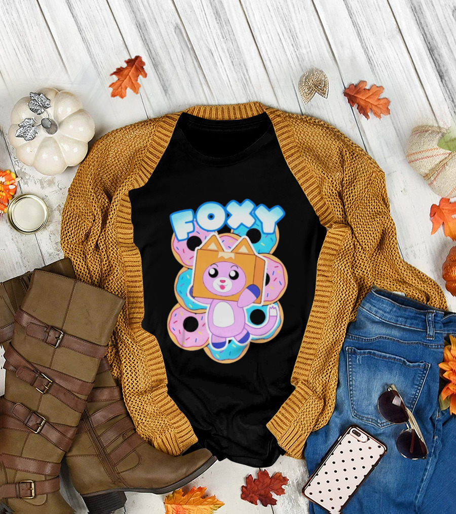LankyBox Foxy Pink Donuts Fun Cartoon T-Shirt