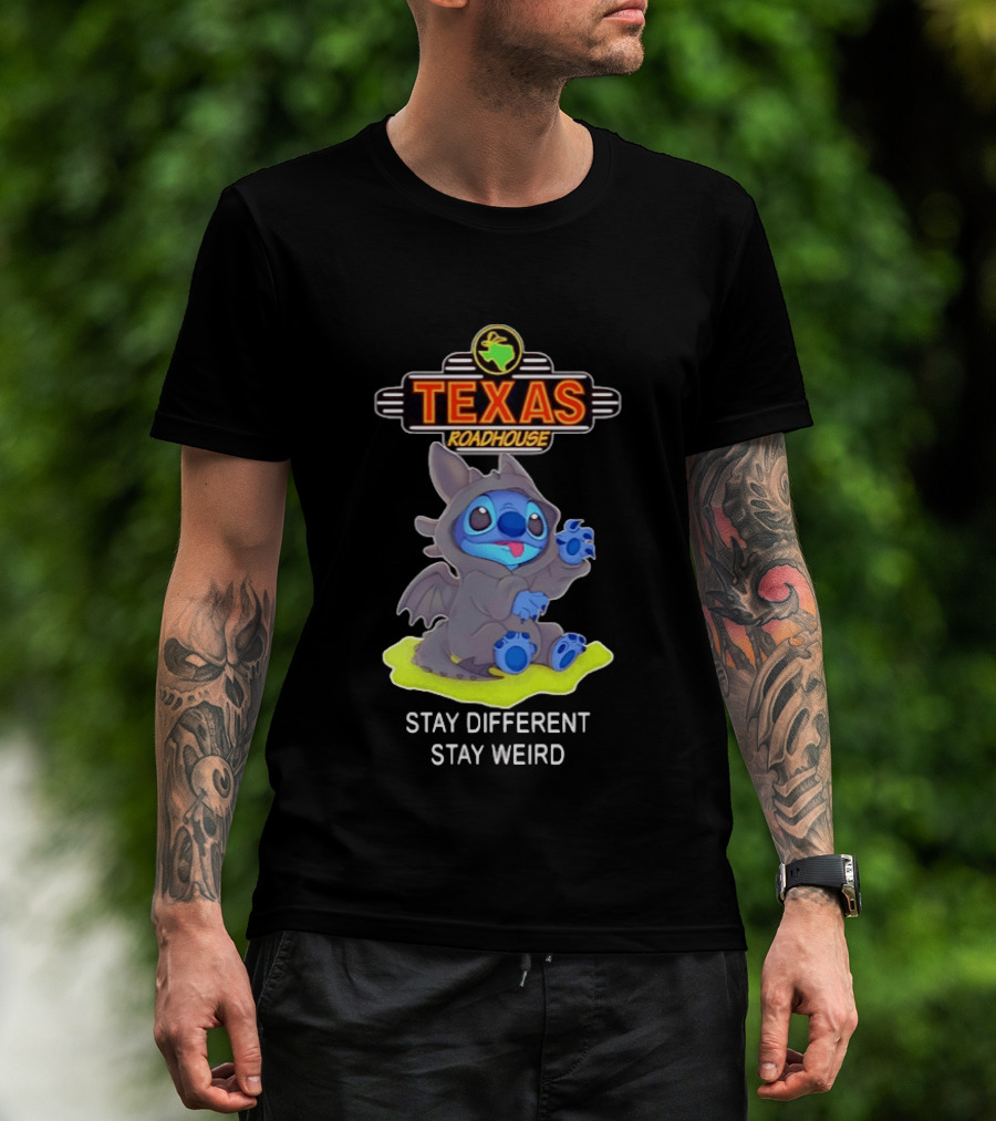 Texas Roadhouse Stitch Toothless Stay Different Stay Weird T-Shirt