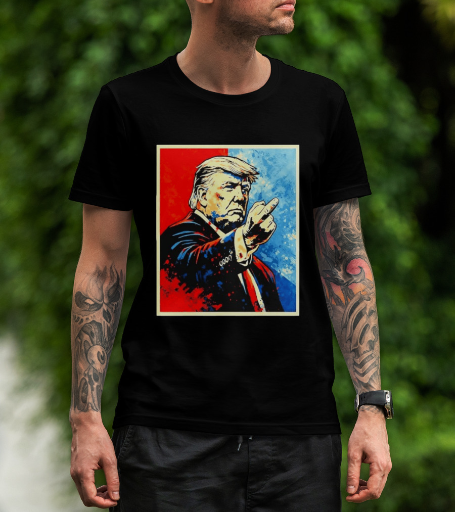 Trump 2026 Meme Middle Finger Red Blue Pop T-Shirt