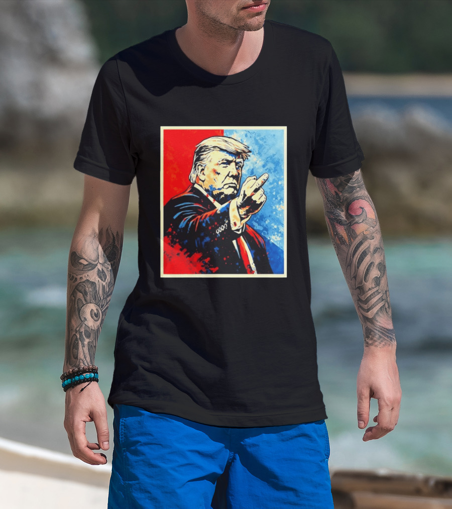 Trump 2026 Meme Middle Finger Red Blue Pop T-Shirt