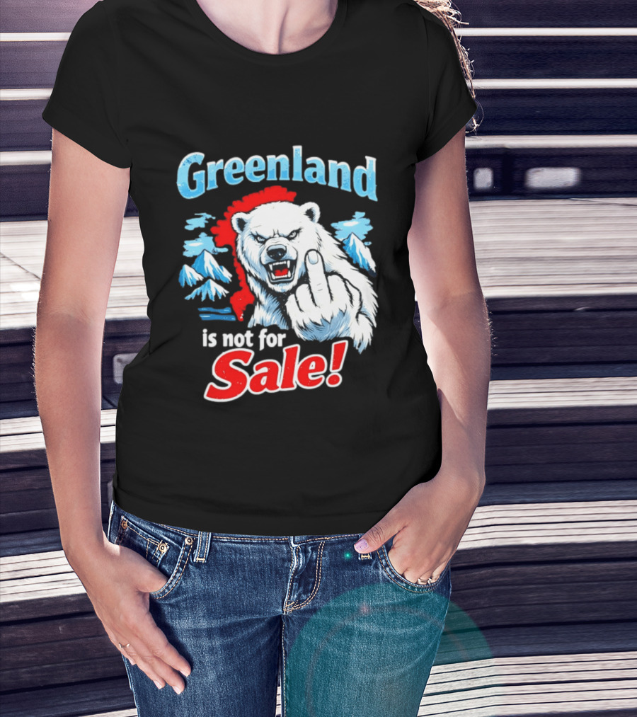 Greenland Is Not For Sale White Bear Middle Finger T-Shirt