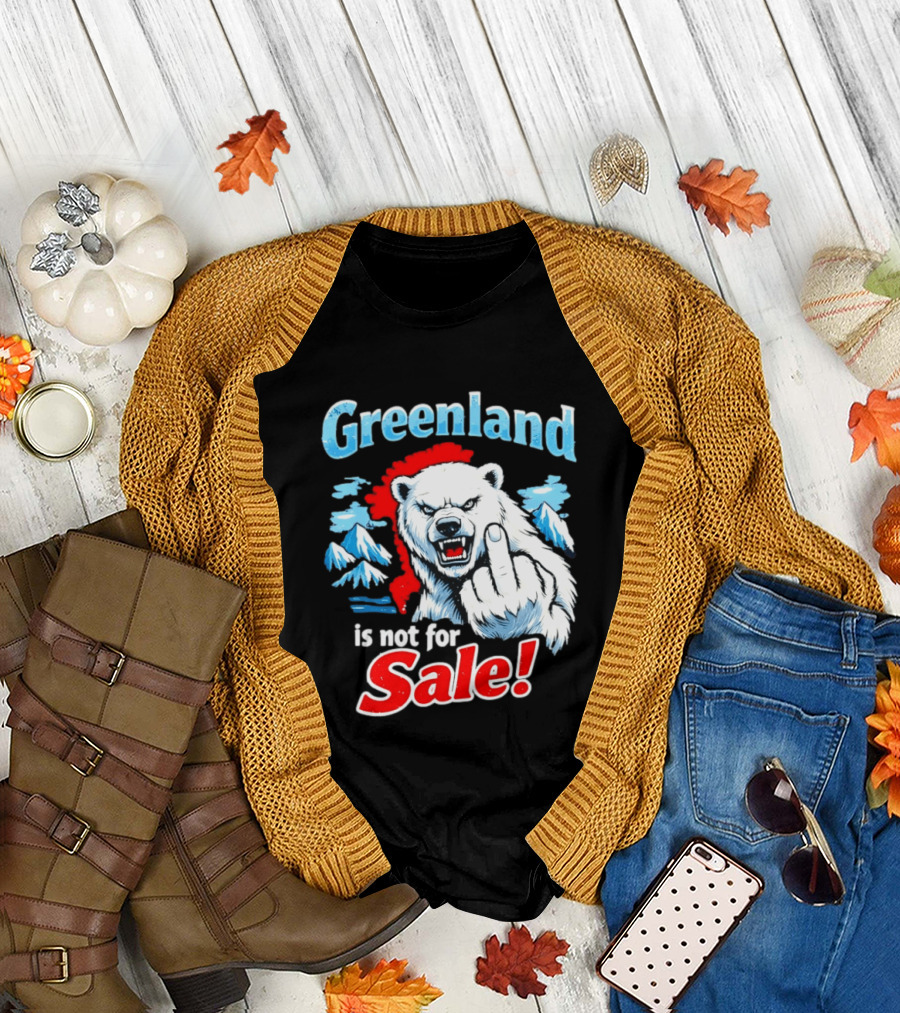 Greenland Is Not For Sale White Bear Middle Finger T-Shirt