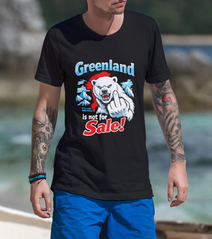 Greenland Is Not For Sale White Bear Middle Finger T-Shirt