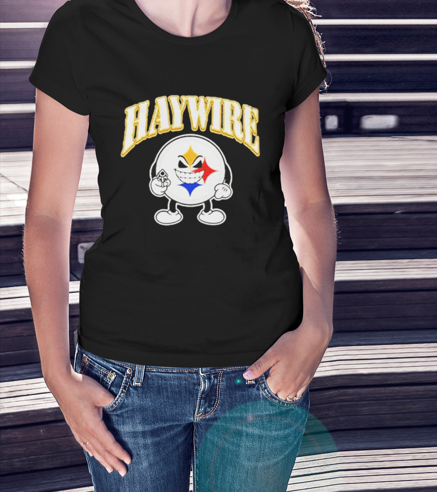 Pittsburgh Steelers Haywire Fun Character With Gun And Grin T-Shirt