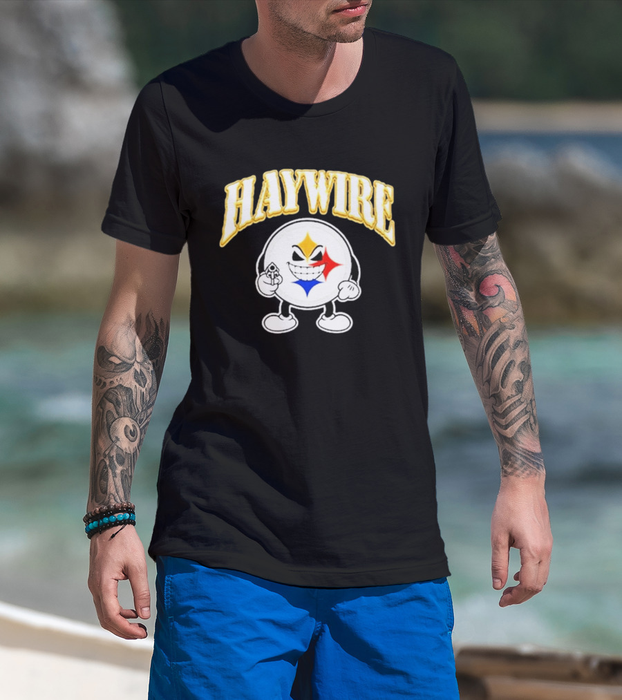 Pittsburgh Steelers Haywire Fun Character With Gun And Grin T-Shirt