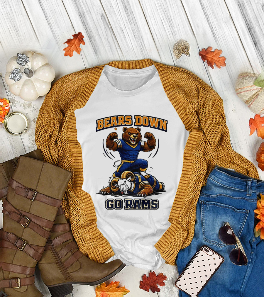 Bears Down Go Rams Los Angeles Rams Beat Chicago Bears Football 2026 T-Shirt