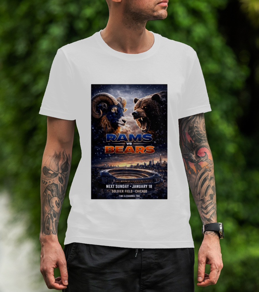 Rams Vs Bears Soldier Field Chicago January 18 2026 T-Shirt