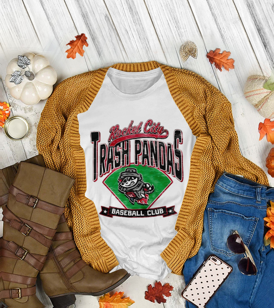 Rocket City Trash Pandas Baseball Club Team Logo Raccoon T-Shirt