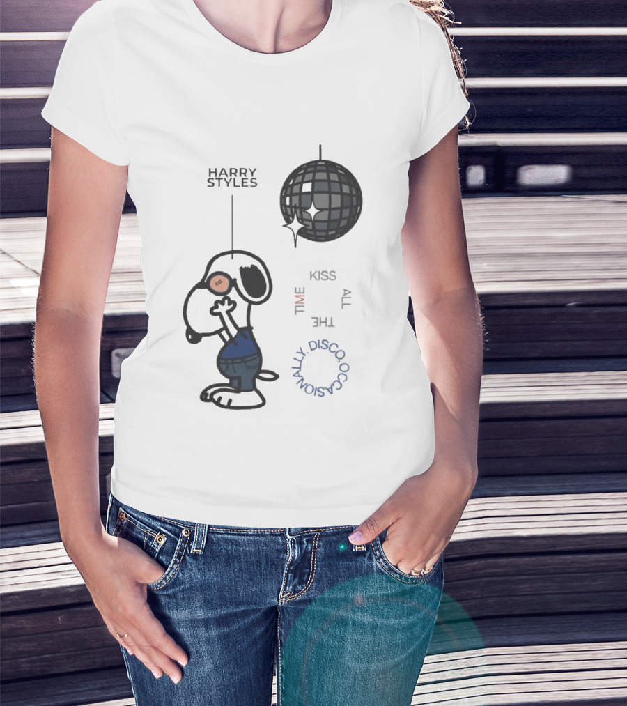 Snoopy Harry Styles Kiss All The Time Disco Occasionally T-Shirt