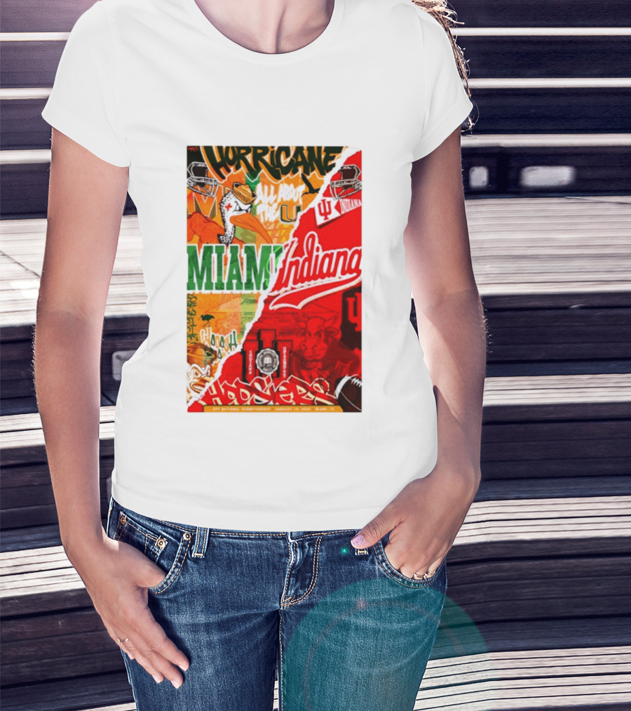 Miami Hurricanes Vs Indiana Hoosiers CFP National Championship January 19 2026 Wynwood Walls T-Shirt