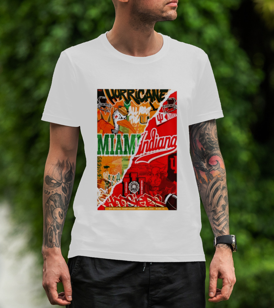 Miami Hurricanes Vs Indiana Hoosiers CFP National Championship January 19 2026 Wynwood Walls T-Shirt