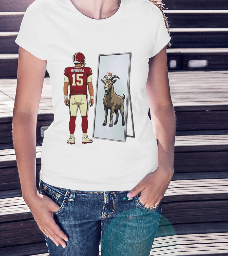 Fernando Mendoza Mirror 15 GOAT Indiana Hoosiers Football T-Shirt