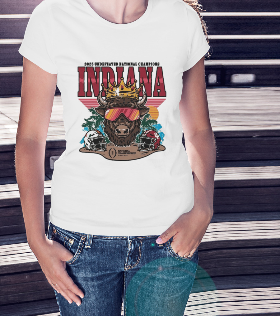 Indiana Hoosiers 2025 Undefeated National Champions Bison Crown National Championship Miami 2025 T-Shirt