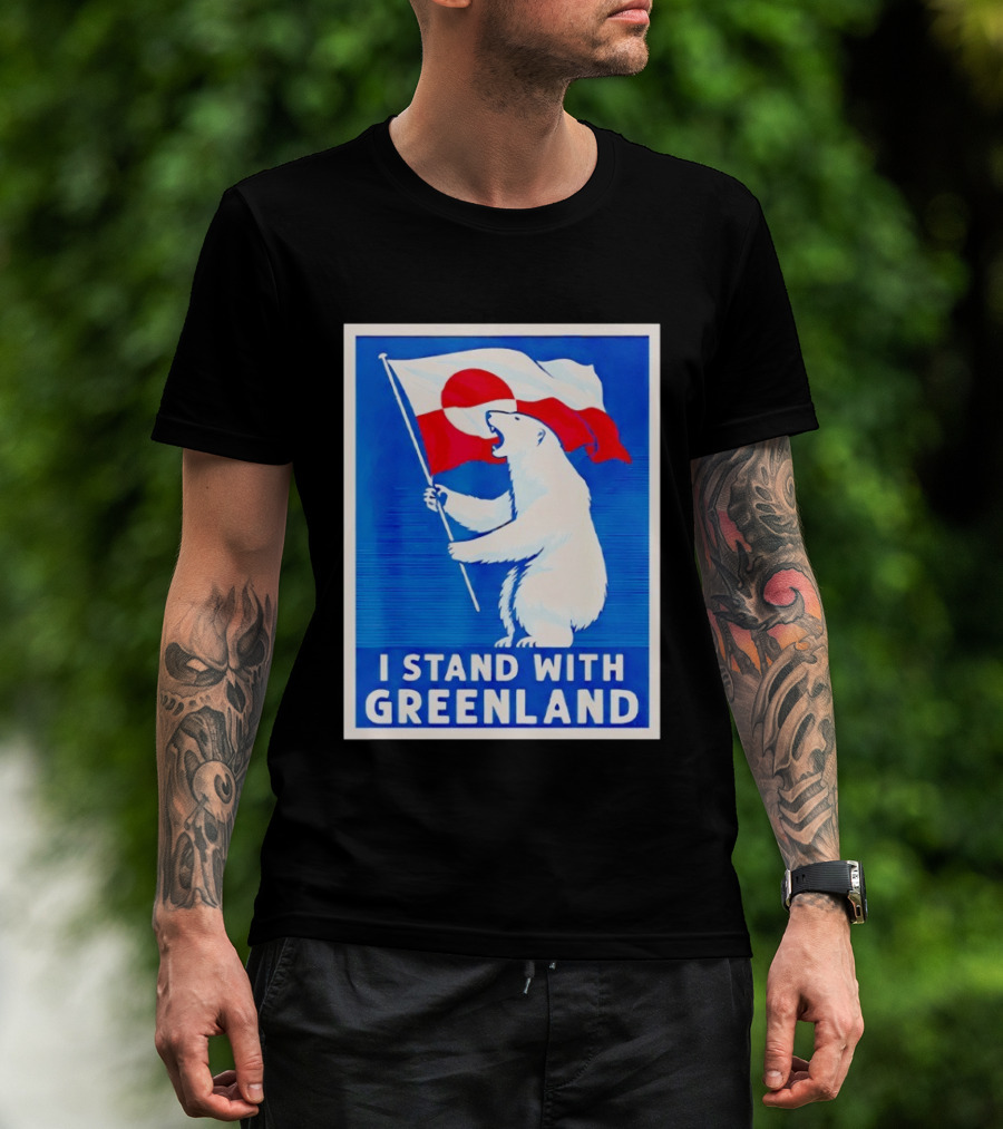 I Stand With Greenland Polar Bear Flag White Bear T-Shirt