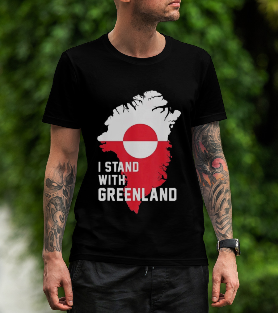I Stand With Greenland Greenlanders Support Flag Map T-Shirt