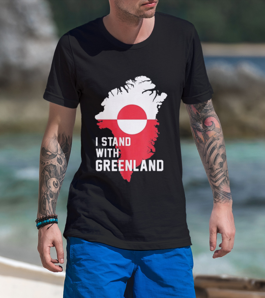 I Stand With Greenland Greenlanders Support Flag Map T-Shirt