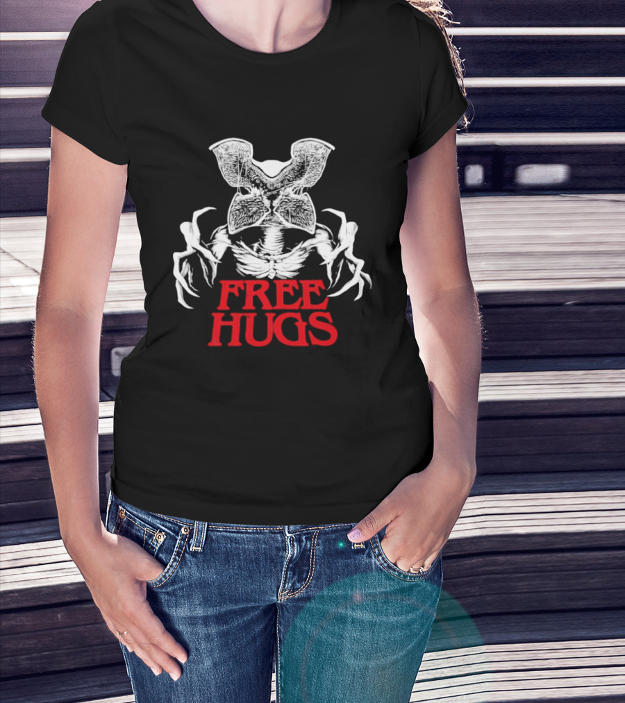 Free Hugs Upside Down Stranger Things Demogorgon T-Shirt
