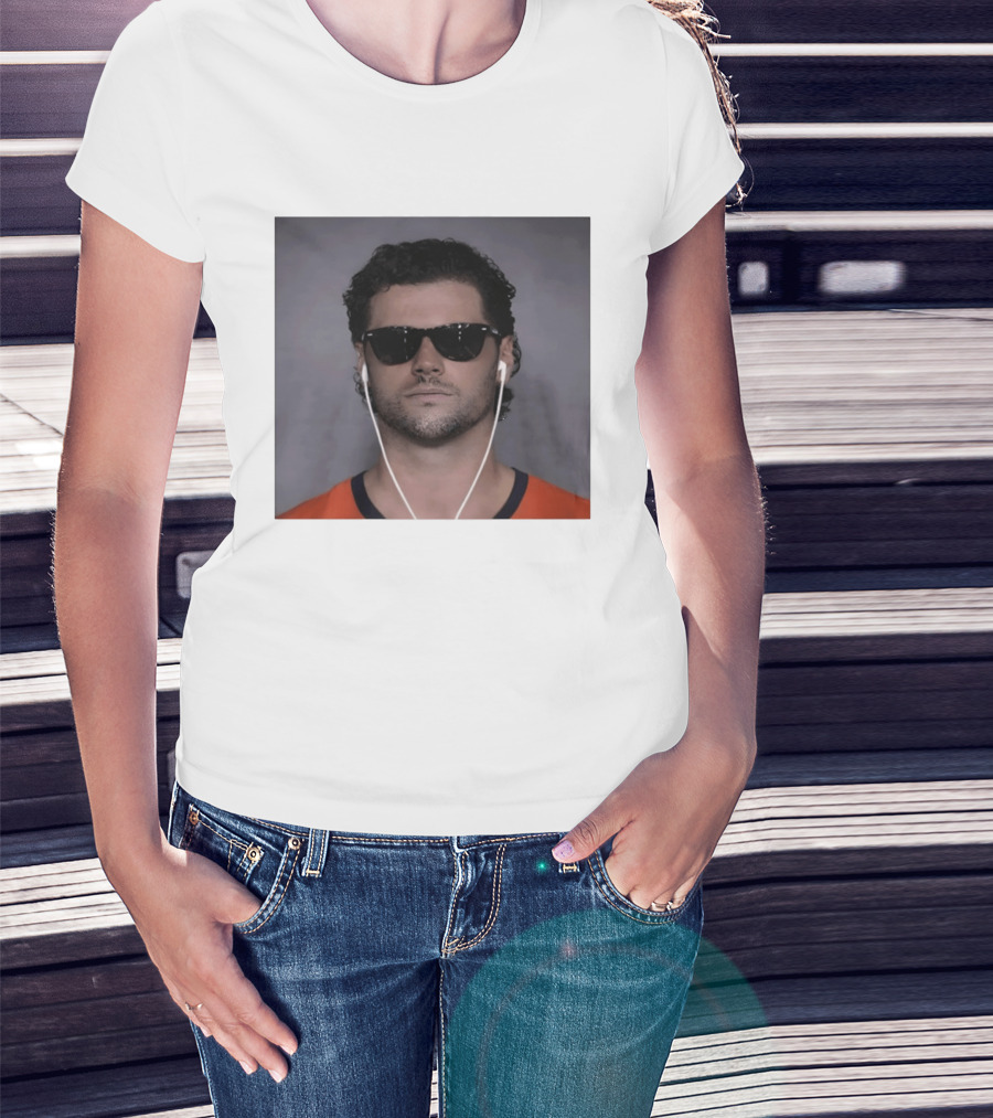 Jarrett Stidham Sunglasses And Earbuds Denver Broncos Orange T-Shirt