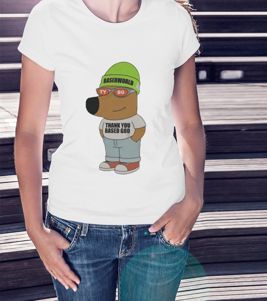 Basedworld Thank You Based God TY BG Retro Cartoon T-Shirt