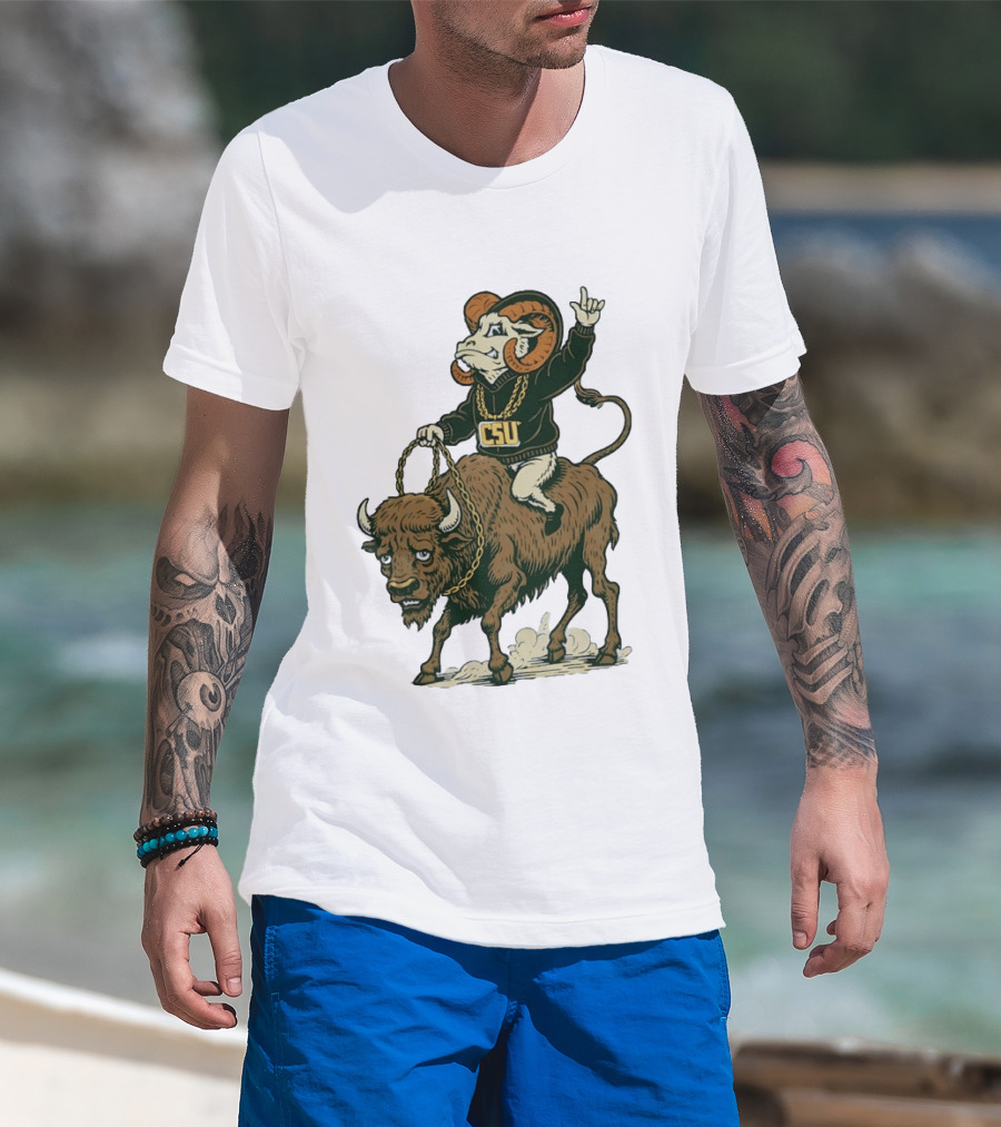 Colorado State Rams CSU Riding Buffalo In Rivalry T-Shirt