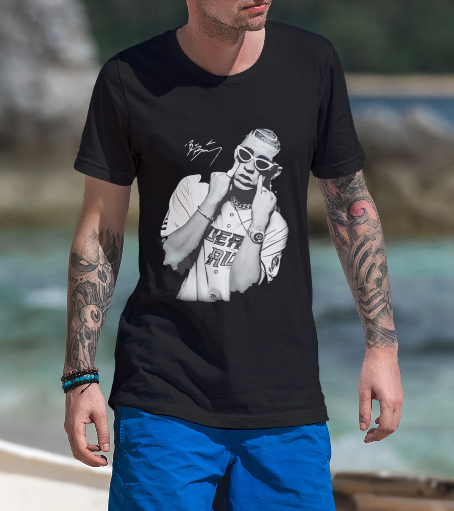 Benito Antonio Martinez Ocasio Bad Bunny Signature Puerto Rico Baseball Jersey Look T-Shirt