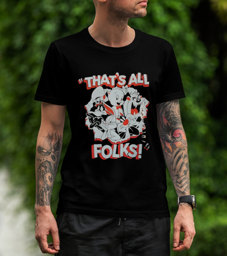 Looney Tunes That's All Folks Bugs Bunny Daffy Duck Classic Cartoon Characters T-Shirt