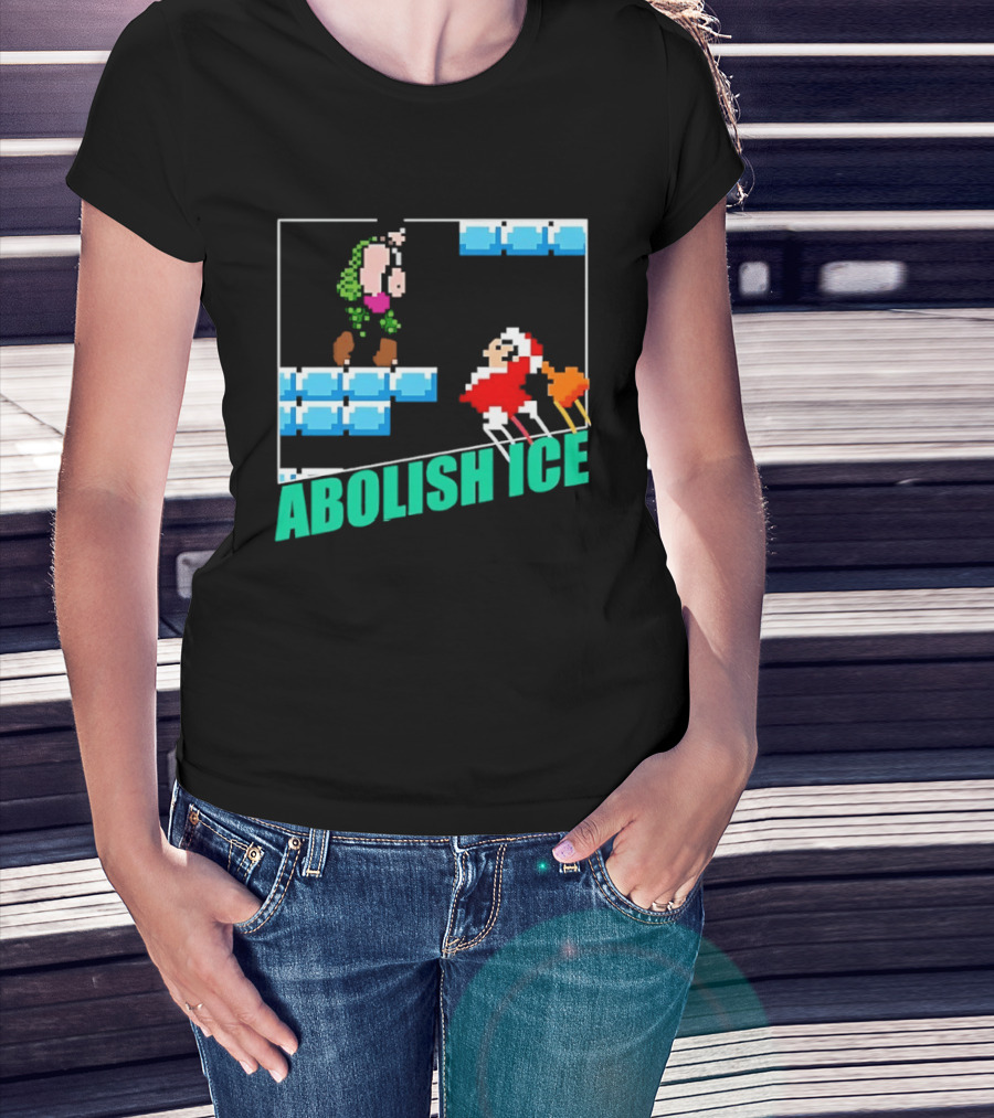 Abolish ICE Super Mario Style Pixel Art USA Retro Gaming T-Shirt