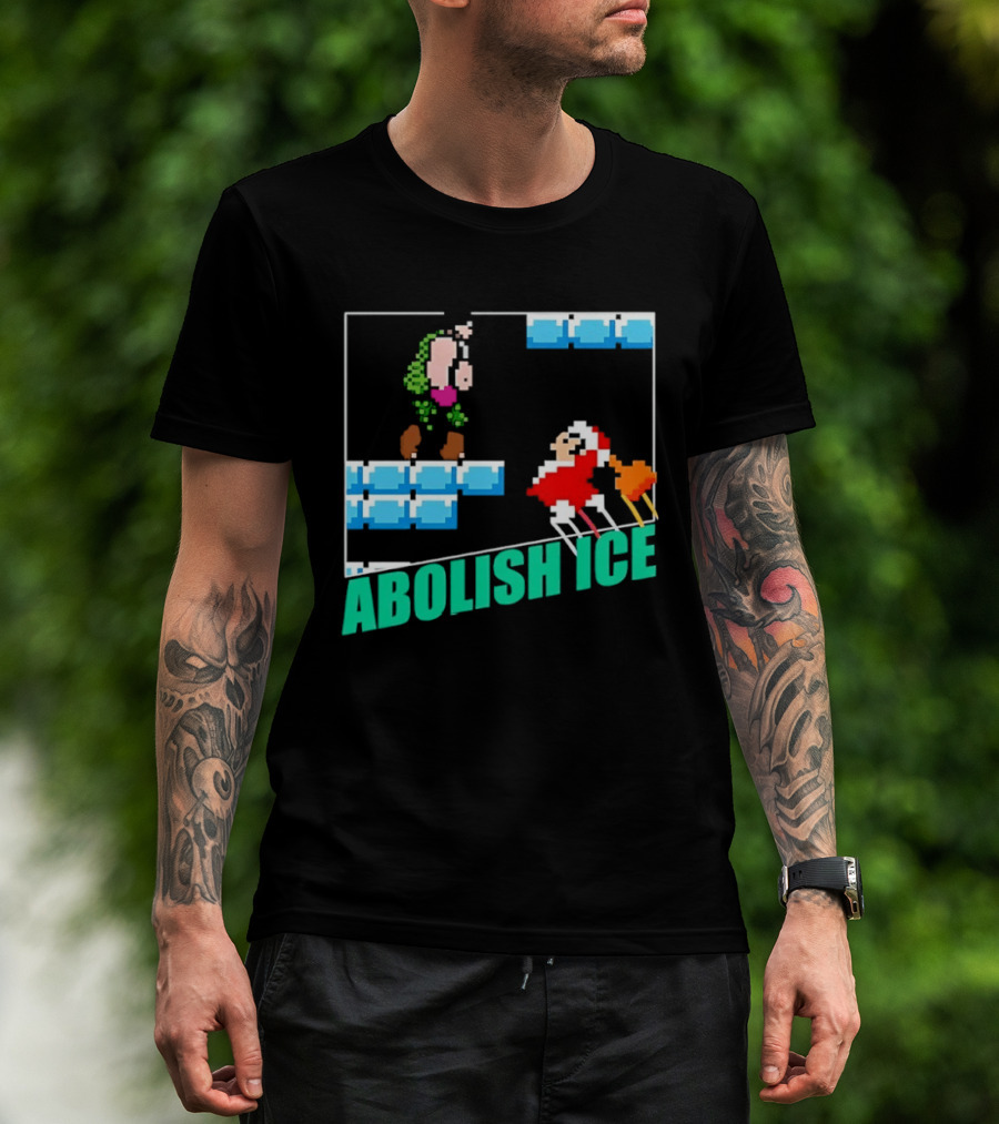 Abolish ICE Super Mario Style Pixel Art USA Retro Gaming T-Shirt