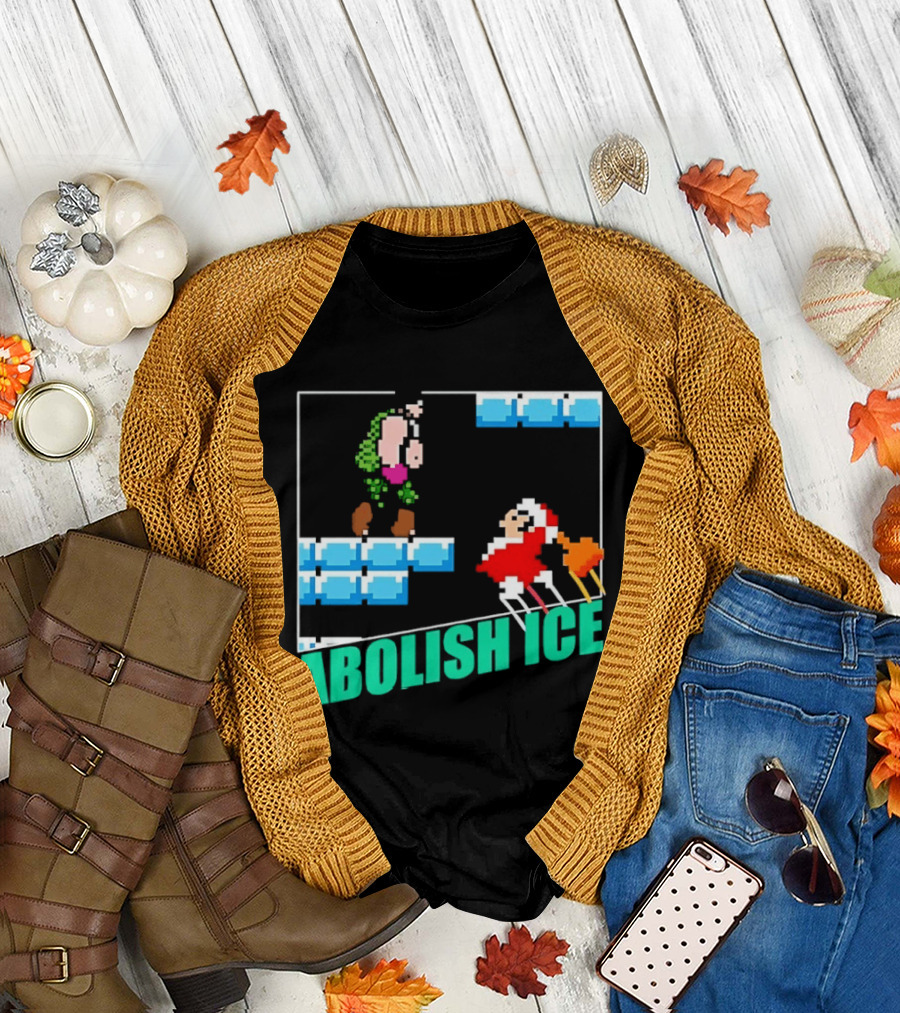 Abolish ICE Super Mario Style Pixel Art USA Retro Gaming T-Shirt