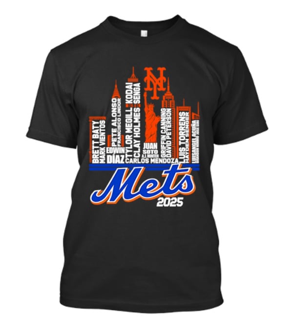 New York Mets Players City Skyline 2025 T-Shirt