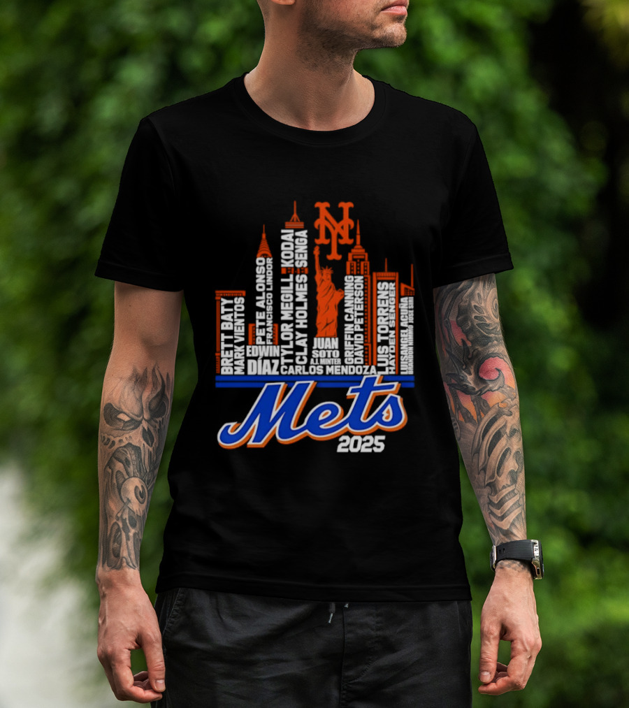 New York Mets Players City Skyline 2025 T-Shirt