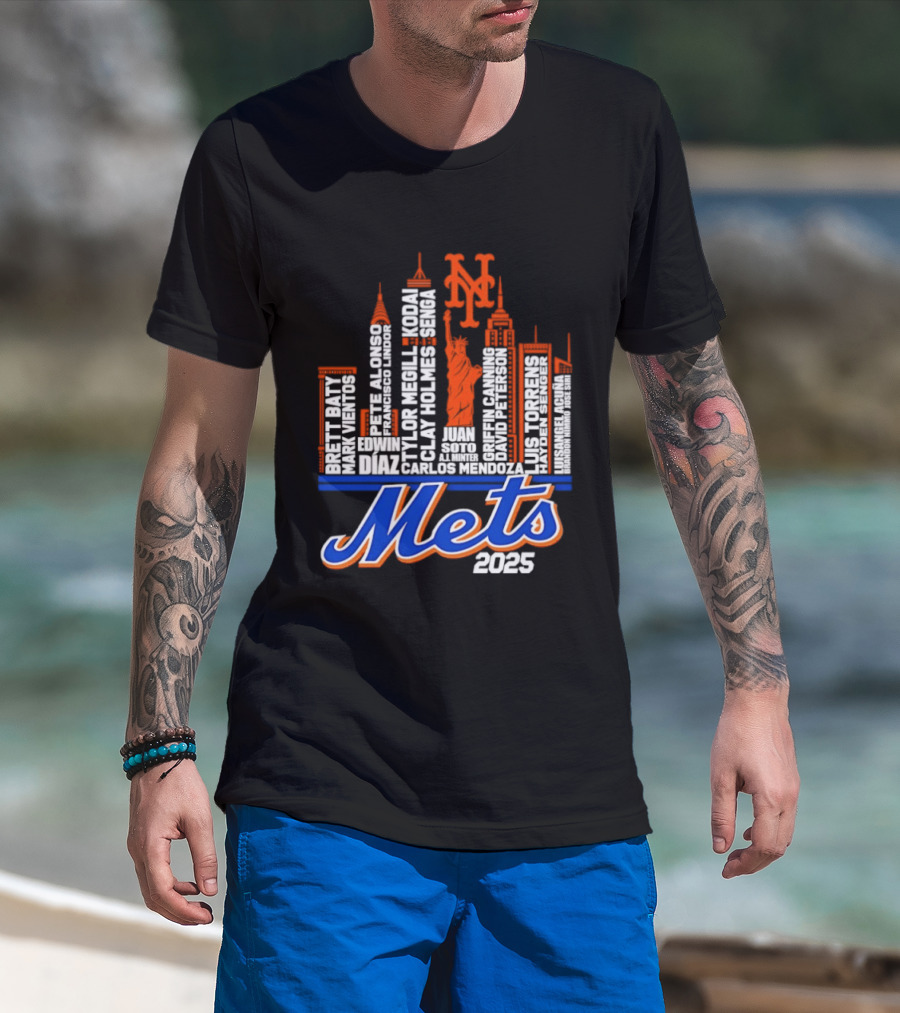 New York Mets Players City Skyline 2025 T-Shirt