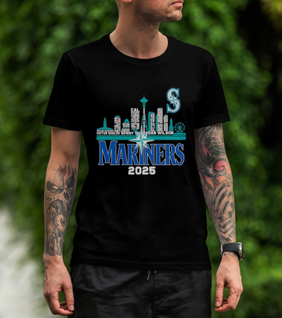Seattle Mariners 2025 City Skyline Player Names Iconic S T-Shirt