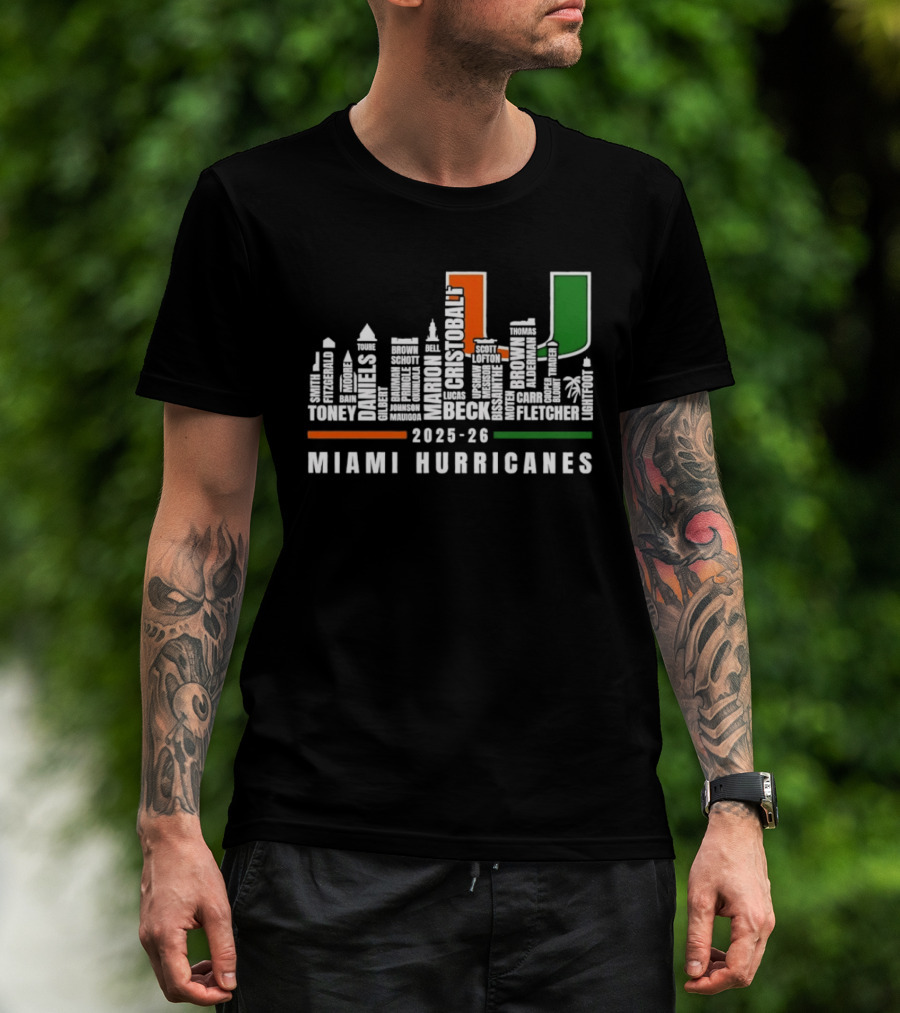 Skyline City Miami Hurricanes 2023 24 Player Names U T-Shirt