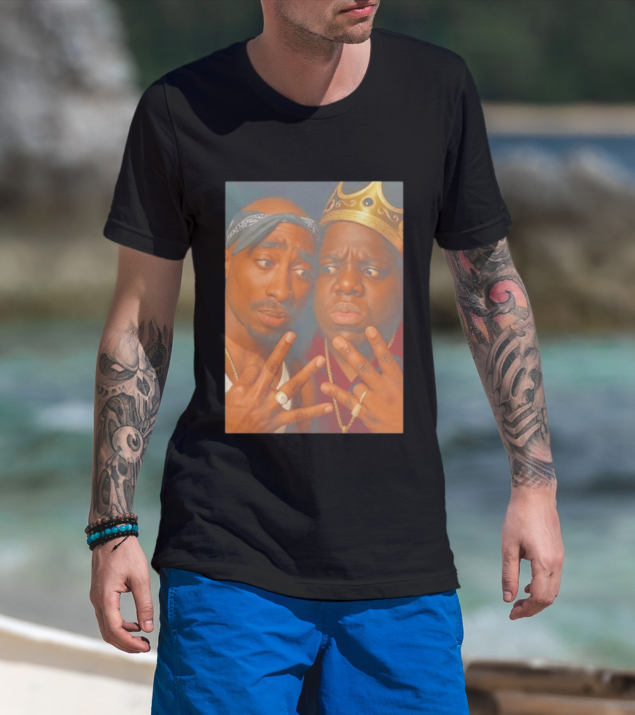 2Pac Biggie Smalls Meme With Bandana And Crown T-Shirt