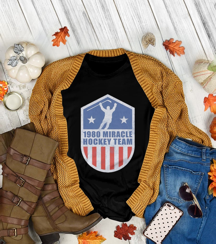 1980 Miracle Hockey Team USA Victory Stars and Stripes T-Shirt