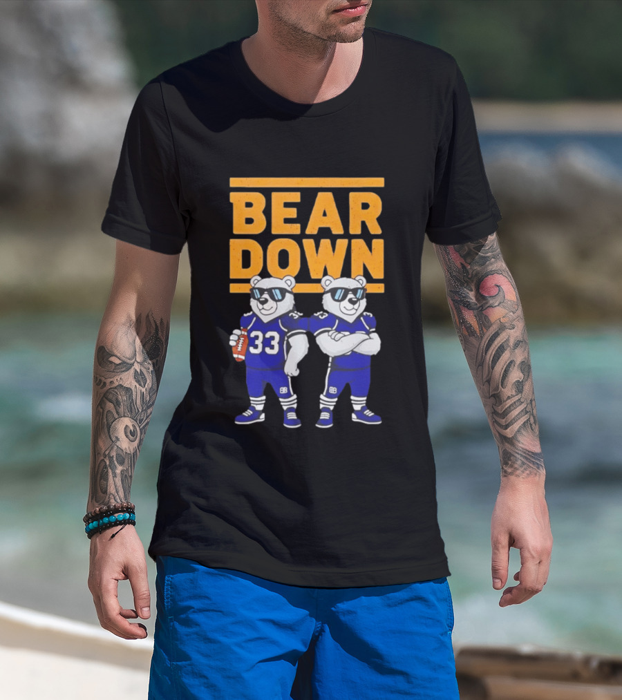 Bear Down Chicago Bears Football Cool Polar Bears Wearing Sunglasses T-Shirt